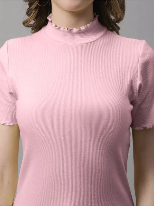 Coral_Cotton_Rib_Turtle_Neck_Regular_Top_For_Women