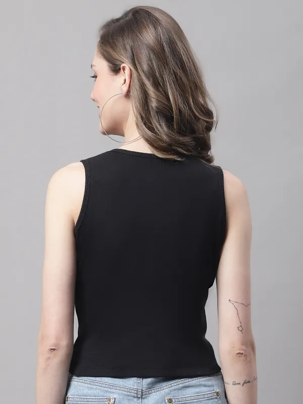 Black_Cotton_Rib_Round_Neck_Crop_Top_For_Women