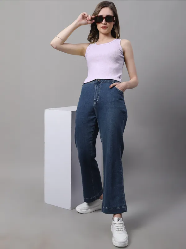 Purple_Cotton_Rib_Round_Neck_Crop_Top_For_Women