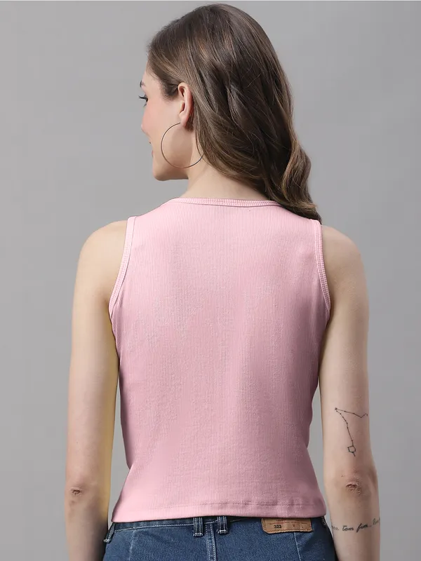 Coral_Cotton_Rib_Round_Neck_Crop_Top_For_Women