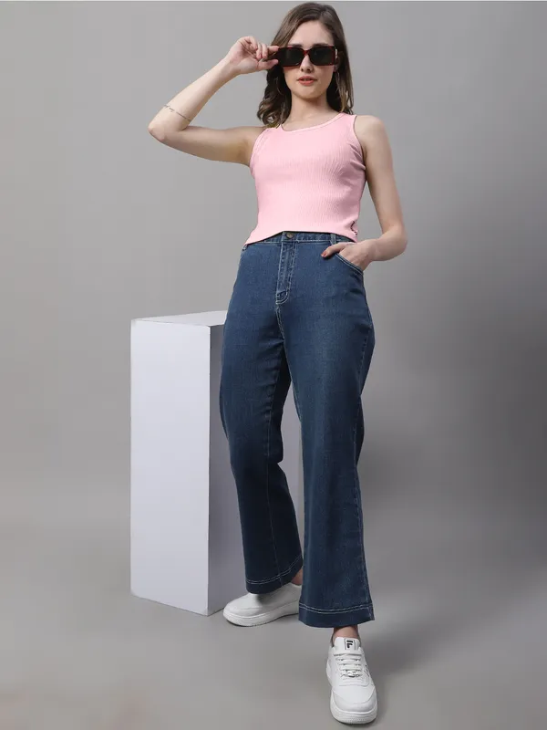 Coral_Cotton_Rib_Round_Neck_Crop_Top_For_Women