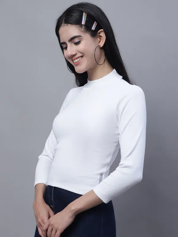 White_Cotton_Rib_Turtle_Neck_Long_Sleeve_Crop_Top_For_Women