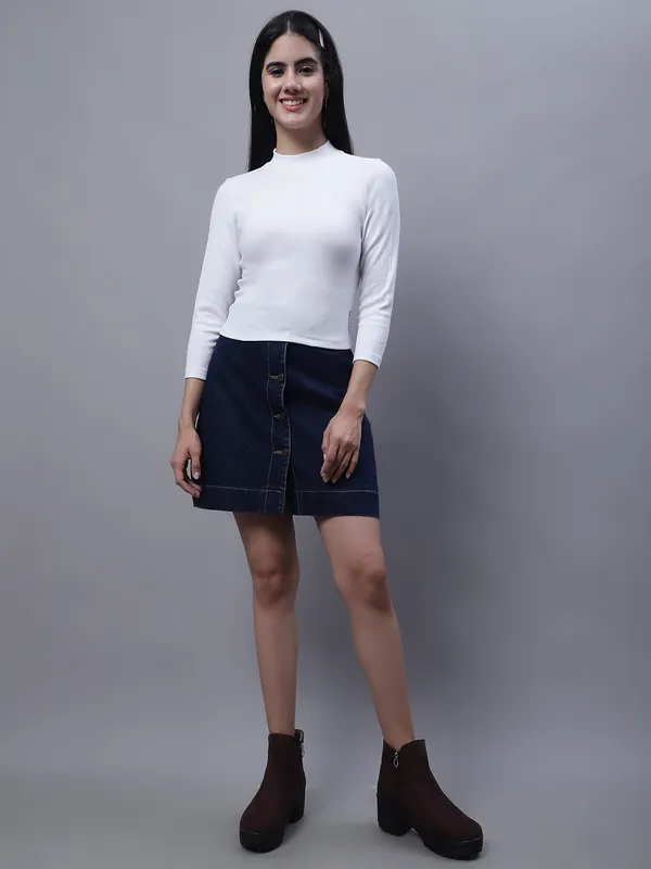 White_Cotton_Rib_Turtle_Neck_Long_Sleeve_Crop_Top_For_Women