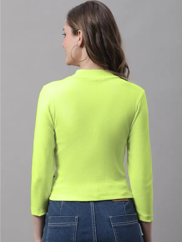 Parrot_Green_Cotton_Rib_Turtle_Neck_Long_Sleeve_Crop_Top_For_Women