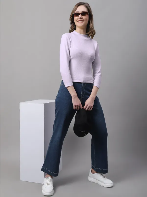 Purple_Cotton_Rib_Turtle_Neck_Long_Sleeve_Crop_Top_For_Women
