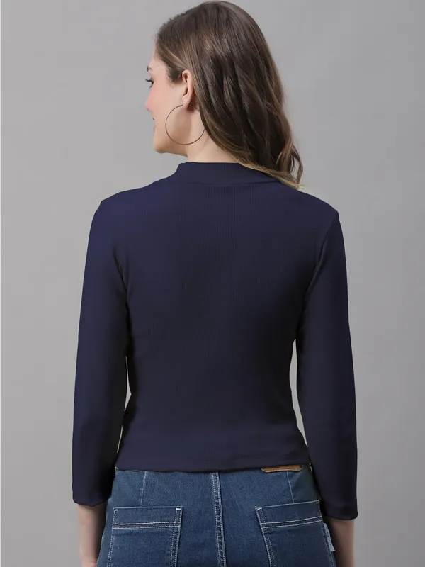 Navy_Cotton_Rib_Turtle_Neck_Long_Sleeve_Crop_Top_For_Women