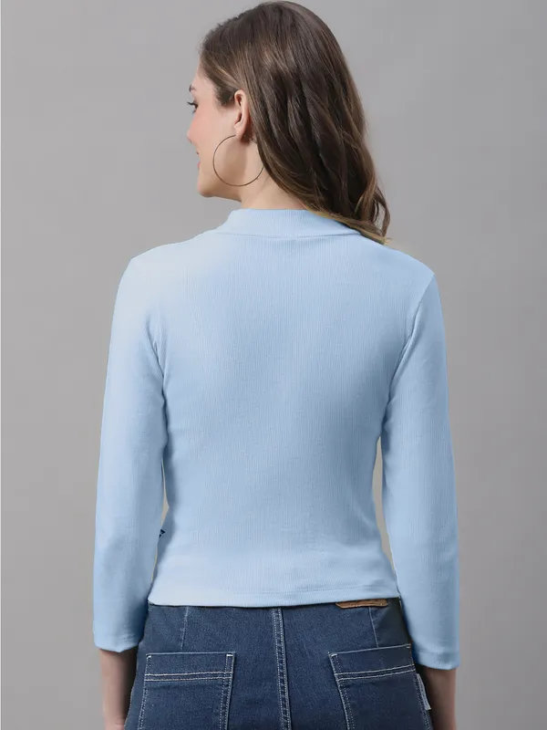 Turquoise_Blue_Cotton_Rib_Turtle_Neck_Long_Sleeve_Crop_Top_For_Women