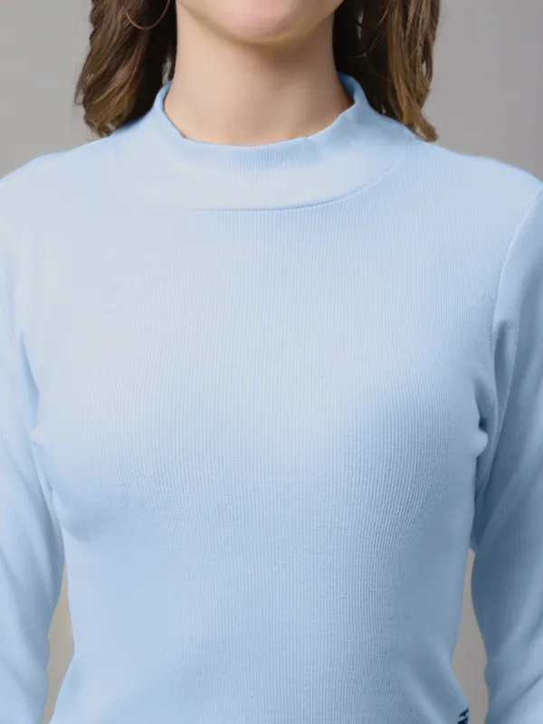 Turquoise_Blue_Cotton_Rib_Turtle_Neck_Long_Sleeve_Crop_Top_For_Women