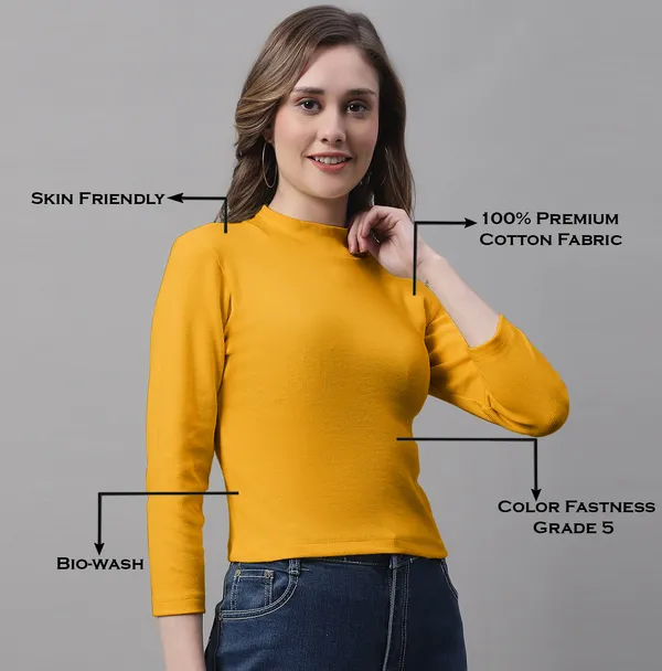 Gold_Cotton_Rib_Turtle_Neck_Long_Sleeve_Crop_Top_For_Women