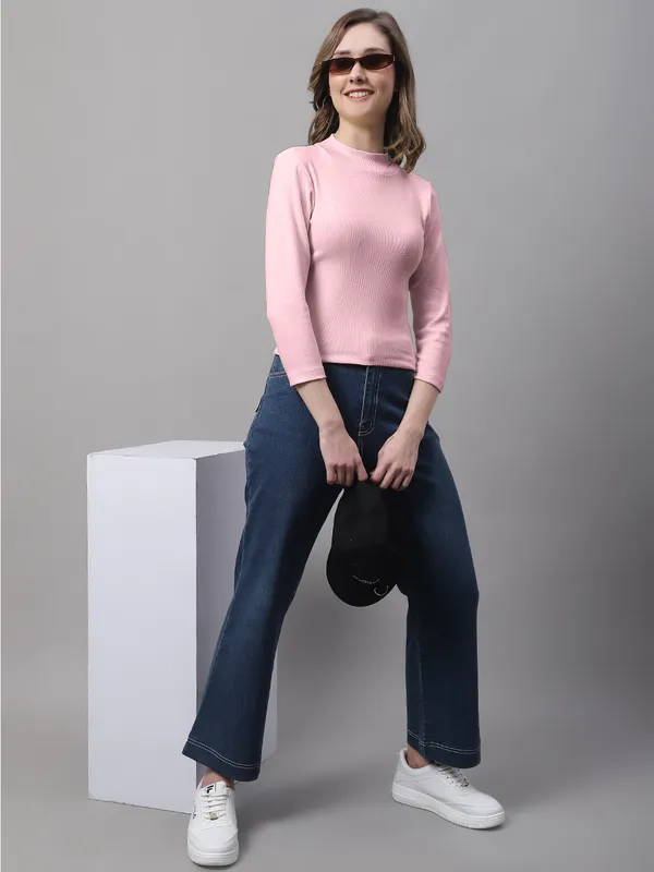 Coral_Cotton_Rib_Turtle_Neck_Long_Sleeve_Crop_Top_For_Women