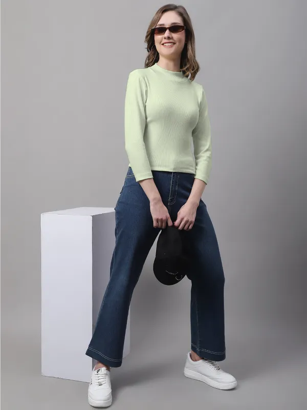 Pista_Cotton_Rib_Turtle_Neck_Long_Sleeve_Crop_Top_For_Women
