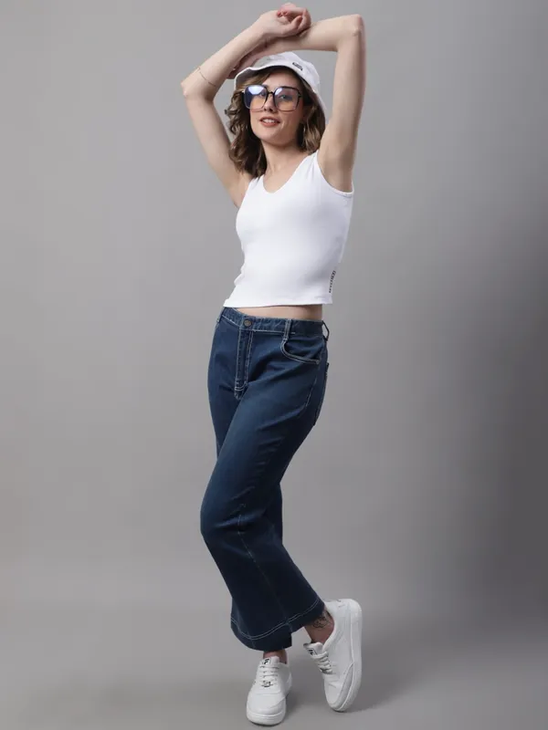 White_Cotton_Rib_Round_Neck_Sleeveless_Crop_Top_For_Women