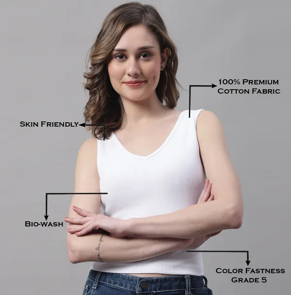 White_Cotton_Rib_Round_Neck_Sleeveless_Crop_Top_For_Women