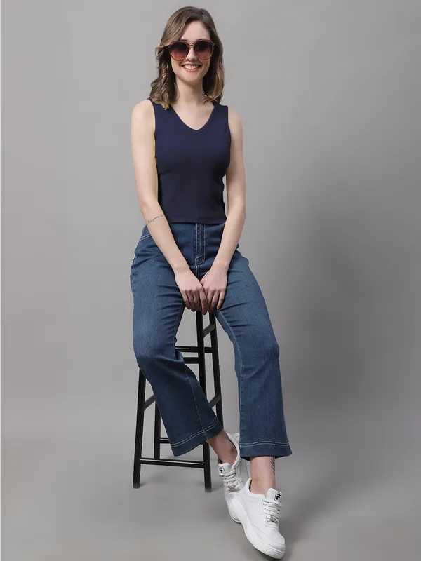 Navy_Cotton_Rib_Round_Neck_Sleeveless_Crop_Top_For_Women