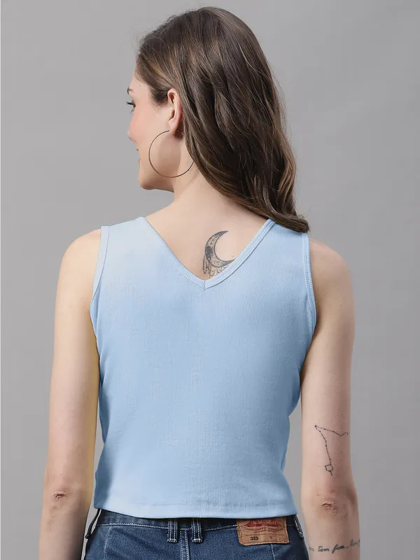 Turquoise_Cotton_Rib_Round_Neck_Sleeveless_Crop_Top_For_Women