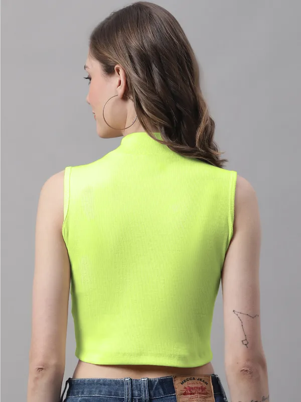 Parrot_Green_Cotton_Rib_Turtle_Neck_Crop_Top_For_Women