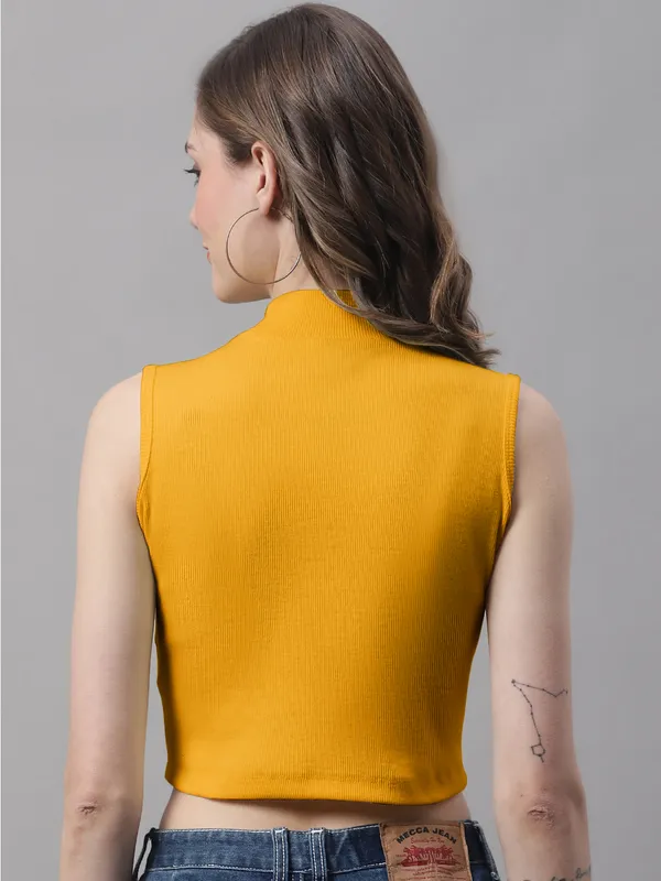 Gold_Cotton_Rib_Turtle_Neck_Crop_Top_For_Women