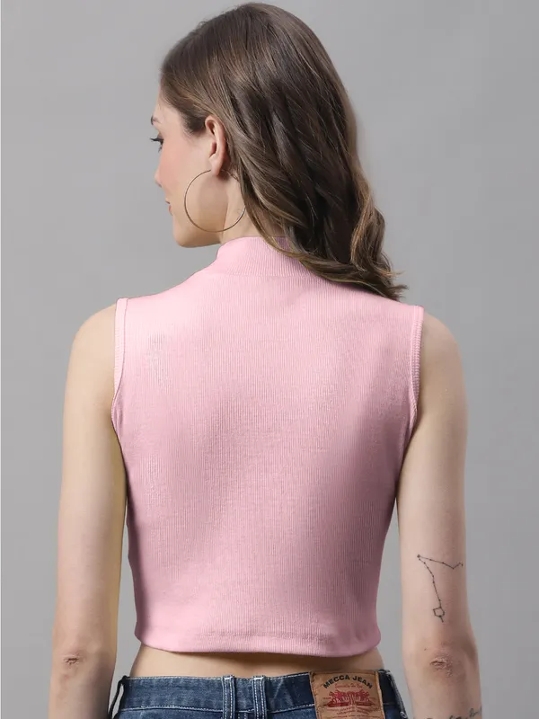 Coral_Cotton_Rib_Turtle_Neck_Crop_Top_For_Women