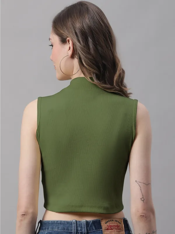 Olive_Cotton_Rib_Turtle_Neck_Crop_Top_For_Women