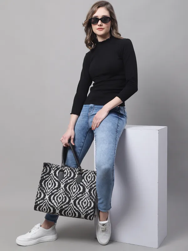 Black_Cotton_Rib_Turtle_Neck_Medium_Top_For_Women