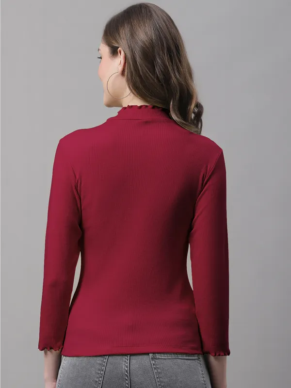 Maroon_Cotton_Rib_Turtle_Neck_Medium_Top_For_Women