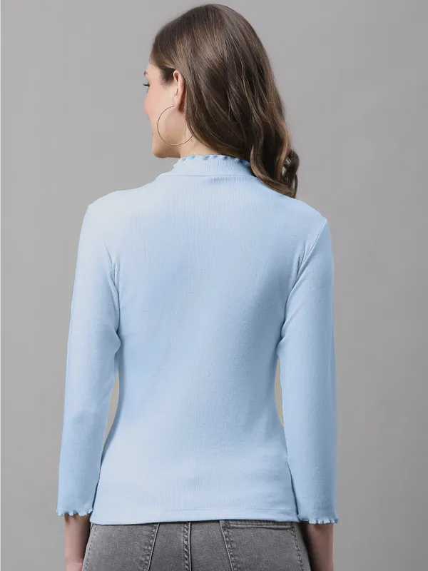 Turquoise_Cotton_Rib_Turtle_Neck_Medium_Top_For_Women