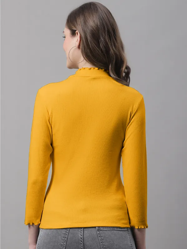 Gold_Cotton_Rib_Turtle_Neck_Medium_Top_For_Women