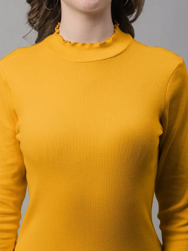 Gold_Cotton_Rib_Turtle_Neck_Medium_Top_For_Women