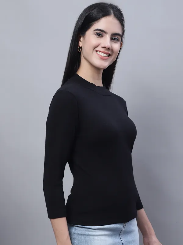 Black_Cotton_Rib_Turtle_Neck_Medium_Top_For_Women