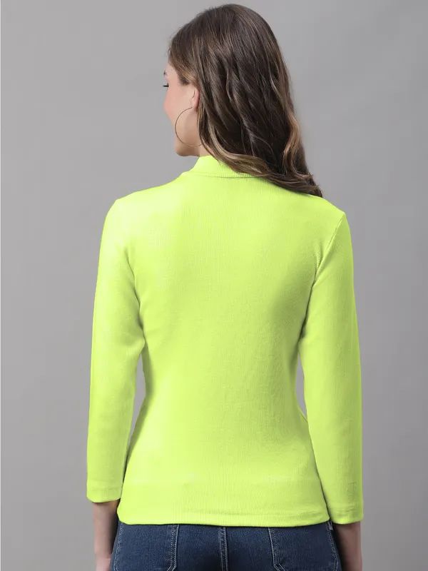 Parrot_Green_Cotton_Rib_Turtle_Neck_Long_Sleeve_Top_For_Women