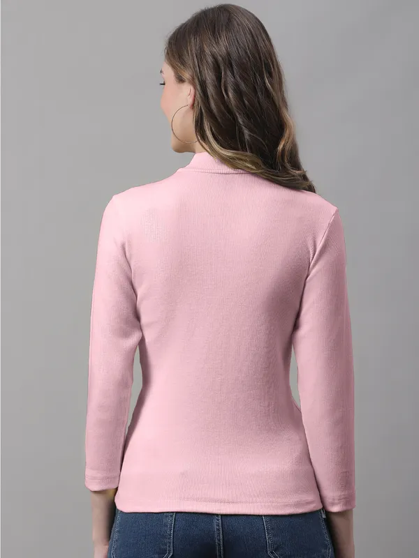 Coral_Cotton_Rib_Turtle_Neck_Long_Sleeve_Top_For_Women