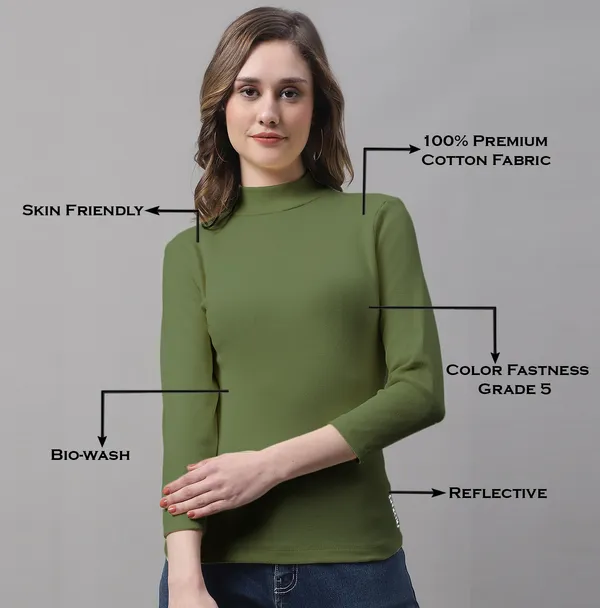 Olive_Cotton_Rib_Turtle_Neck_Long_Sleeve_Top_For_Women