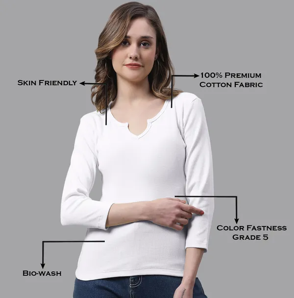 White_Cotton_Rib_V-Neck_Regular_Top_For_Women