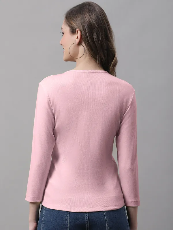 Coral_Cotton_Rib_V-Neck_Regular_Top_For_Women