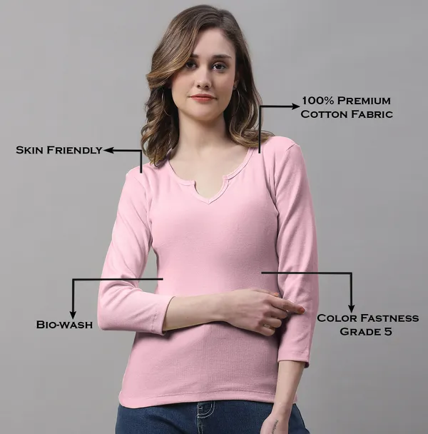Coral_Cotton_Rib_V-Neck_Regular_Top_For_Women