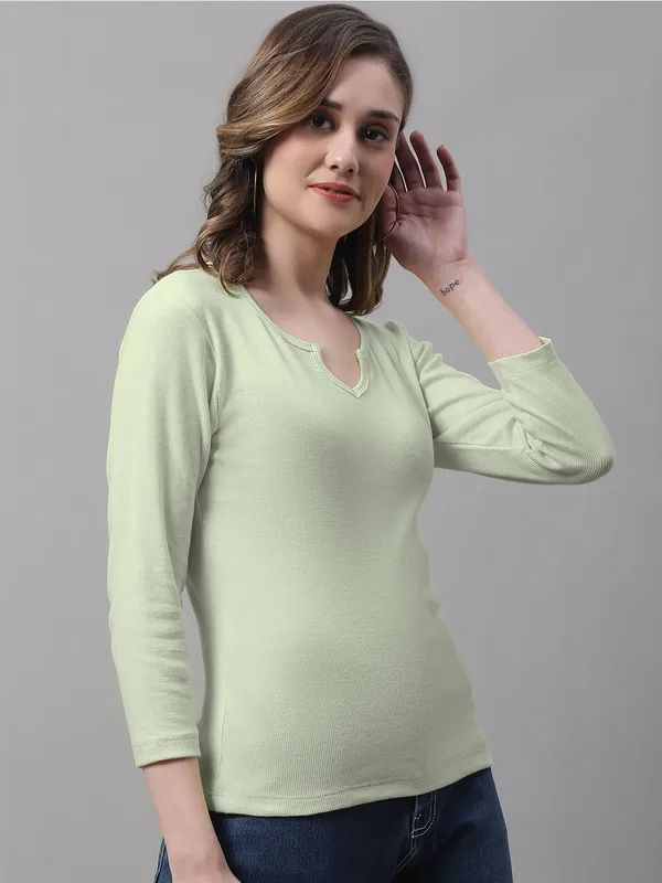 Pista_Cotton_Rib_V-Neck_Regular_Top_For_Women