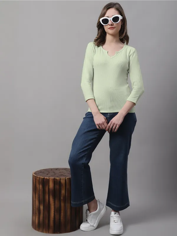 Pista_Cotton_Rib_V-Neck_Regular_Top_For_Women