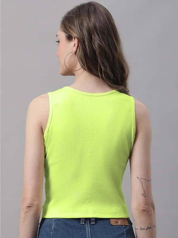 Parrot_Green_Cotton_Rib_Round_Neck_Sleeveless_Knot_Top_For_Women