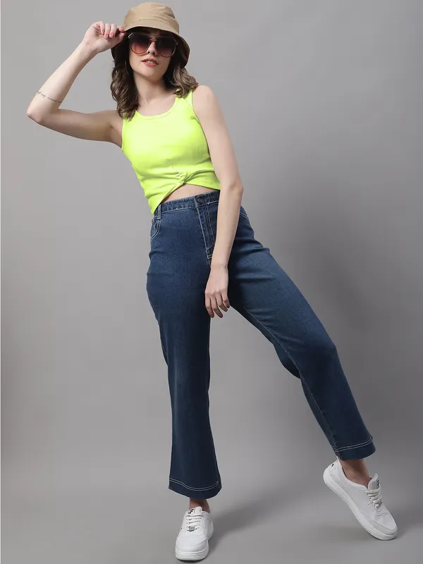 Parrot_Green_Cotton_Rib_Round_Neck_Sleeveless_Knot_Top_For_Women