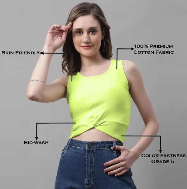Parrot_Green_Cotton_Rib_Round_Neck_Sleeveless_Knot_Top_For_Women