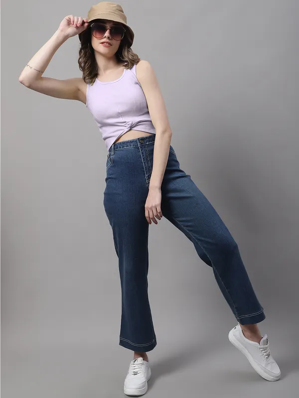 Purple_Cotton_Rib_Round_Neck_Sleeveless_Knot_Top_For_Women