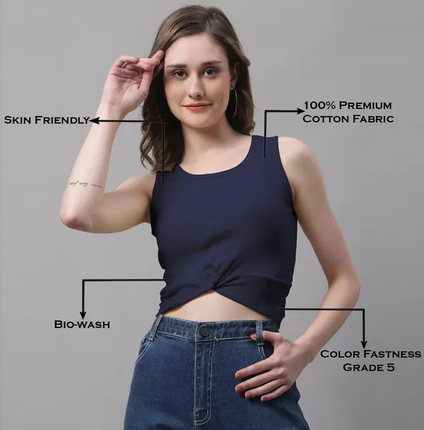 Navy_Cotton_Rib_Round_Neck_Sleeveless_Knot_Top_For_Women
