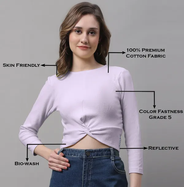 Purple_Cotton_Rib_Round_Neck_Knot_Top_For_Women