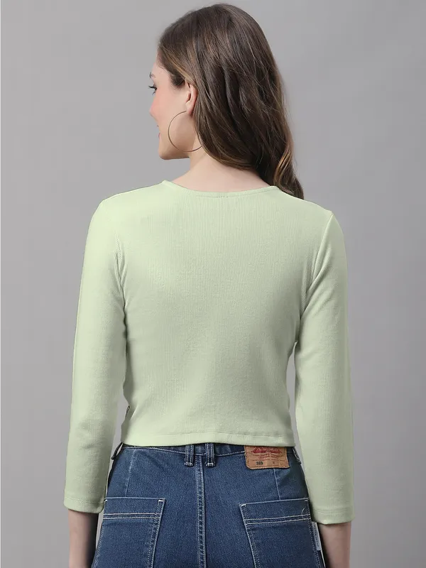 Pista_Cotton_Rib_Round_Neck_Knot_Top_For_Women