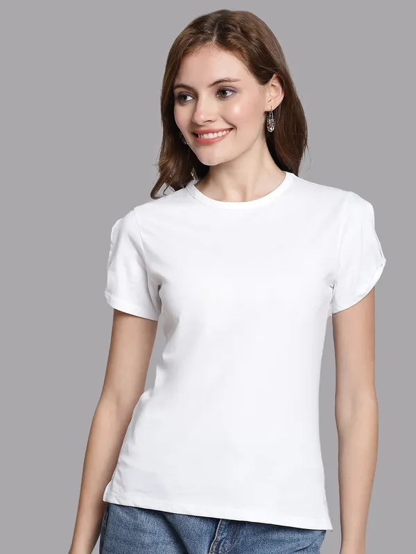 Pack_of_2_White_&_Grey_Cotton_Round_Neck_T-Shirt_For_Women