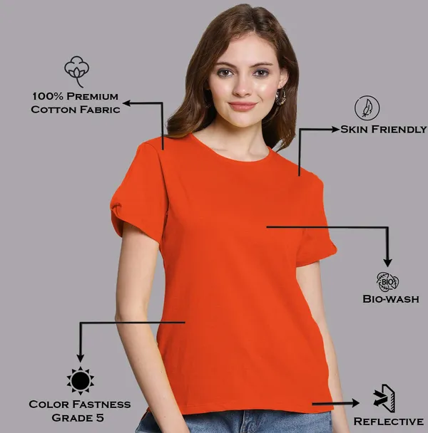 Pack_of_2_White_&_Orange_Cotton_Round_Neck_T-Shirt_For_Women