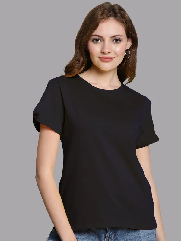Pack_of_2_White_&_Navy_Blue_Cotton_Round_Neck_T-Shirt_For_Women