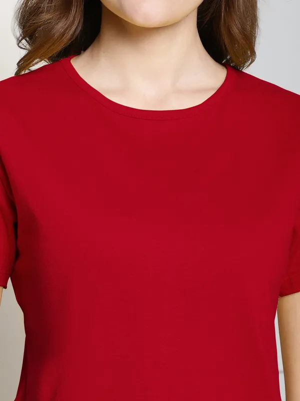 Pack_of_2_Red_&_Yellow_Cotton_Round_Neck_T-Shirt_For_Women