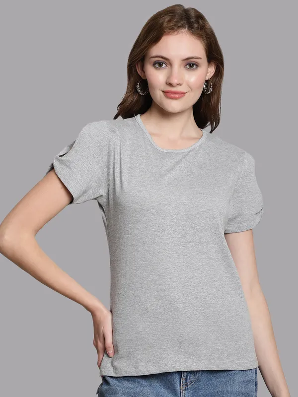 Pack_of_2_Grey_&_Navy_Blue_Cotton_Round_Neck_T-Shirt_For_Women