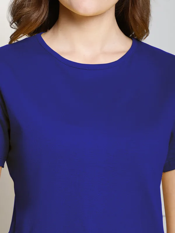 Pack_of_2_Blue_&_Grey_Cotton_Round_Neck_T-Shirt_For_Women